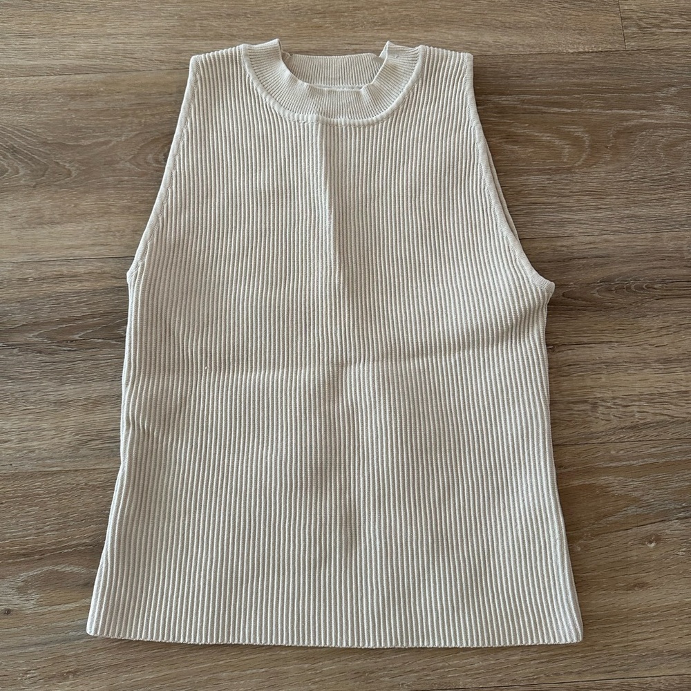 High neck ribbed tank top